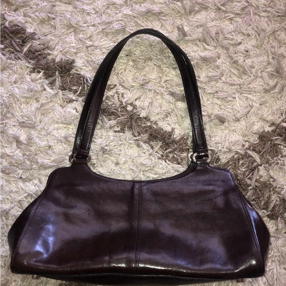 MONSAC Medium Brown Leather Handbag Tote Shoulder Bag with Inner Pockets